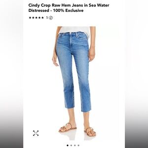 Paige Cindy crop cropped Women's Blue Jeans sea water raw hem 27
